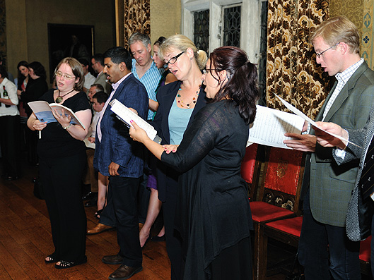 Guests Singing at Shorter House Launch
